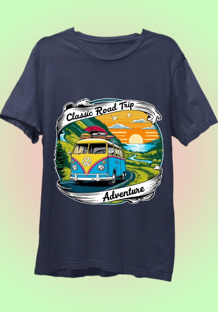 Classic Road Trip Adventure Navy Blue t-shirt