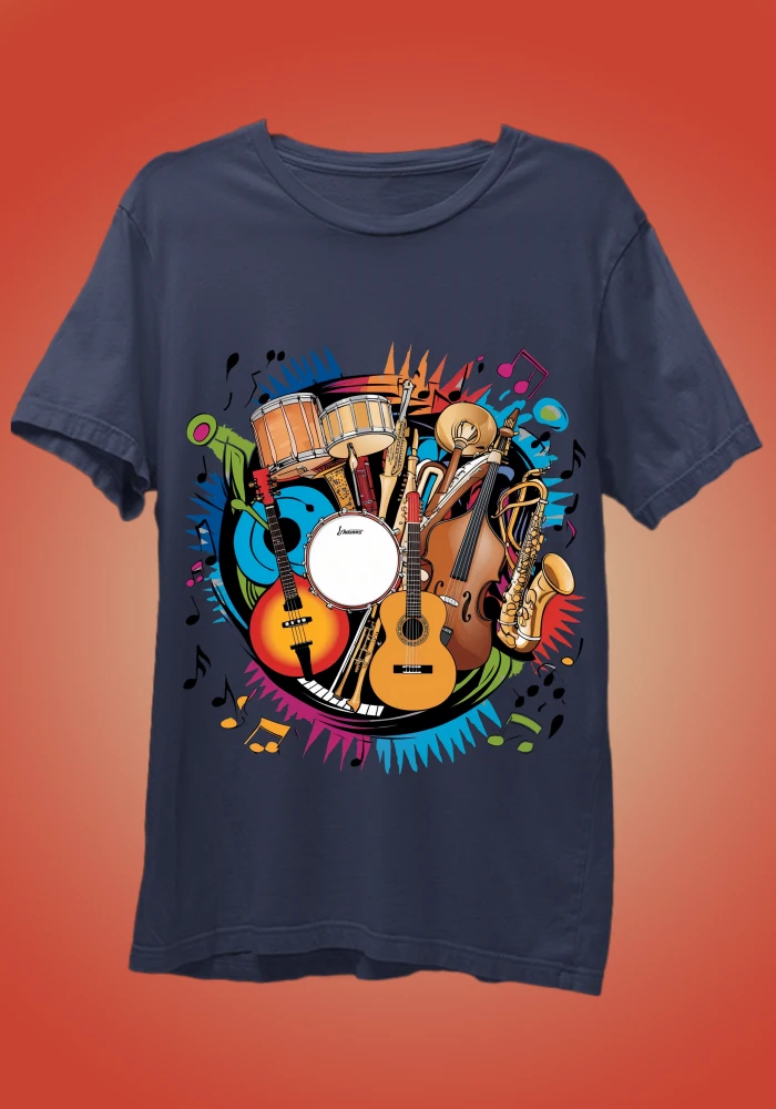 Musical Instruments Navy Blue Tshirt