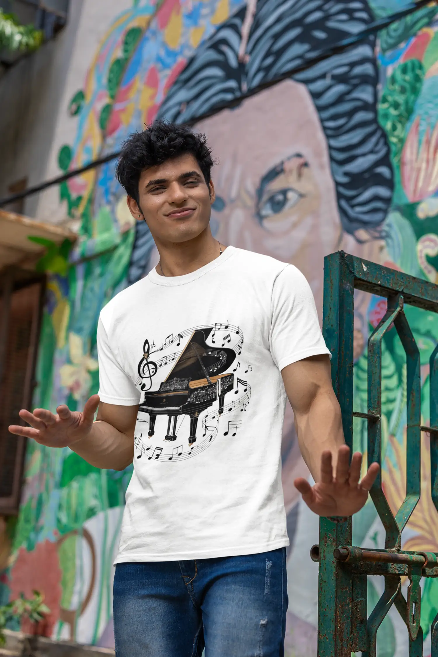 t-shirt-mockup-of-a-man-standing-in-front-of-a-painted-wall