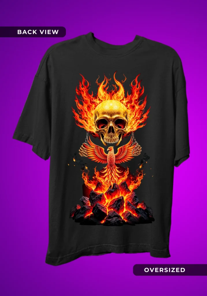 Fire Skull Phoenix Tshirt Back