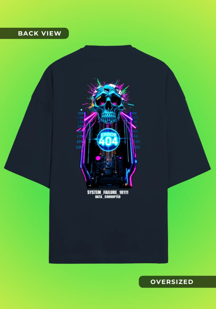 GlitchedReality Oversized Navy Blue T-Shirt
