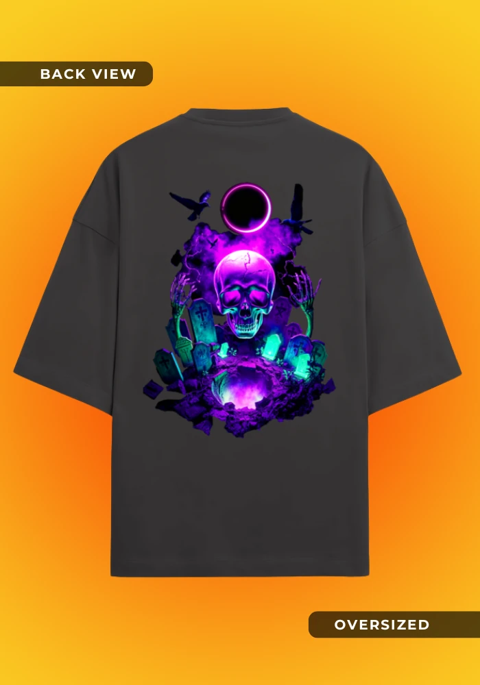 Graveyard Skull Oversized Black T-Shirt